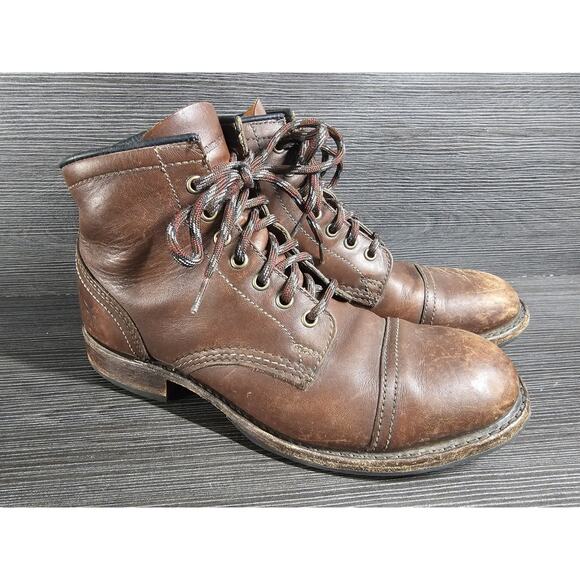 Frye 150th Anniversary Size 7M Men’s Brown Leather Lace Up Cap Toe Boots